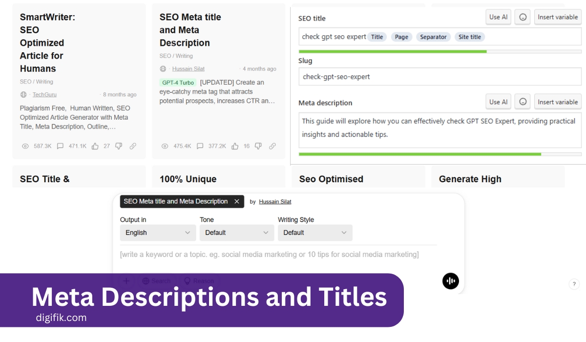 Meta Descriptions and Titles